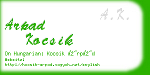 arpad kocsik business card